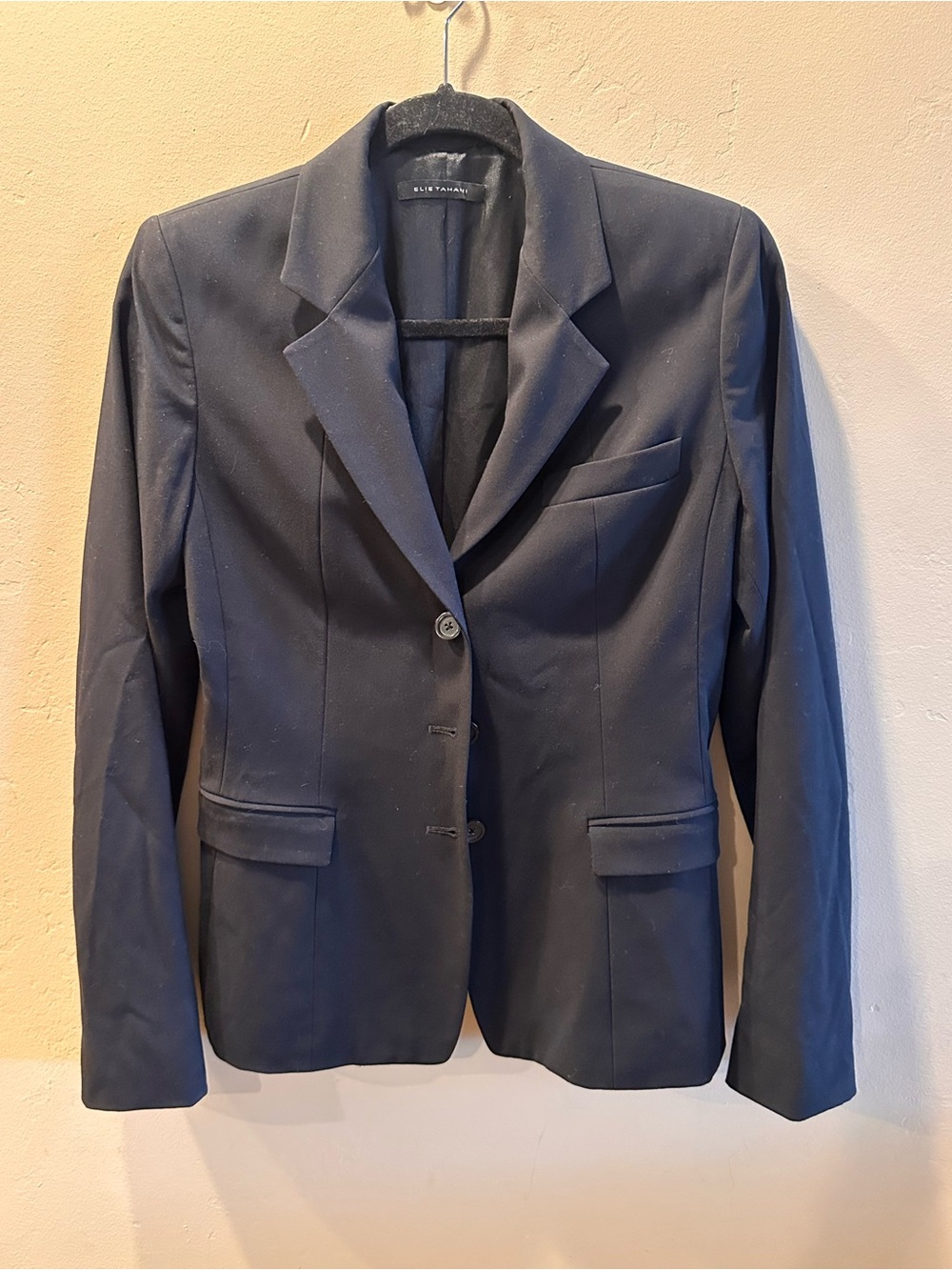 Elie Tahari Black Tailored Button Front Blazer Jacket Professional Size 6